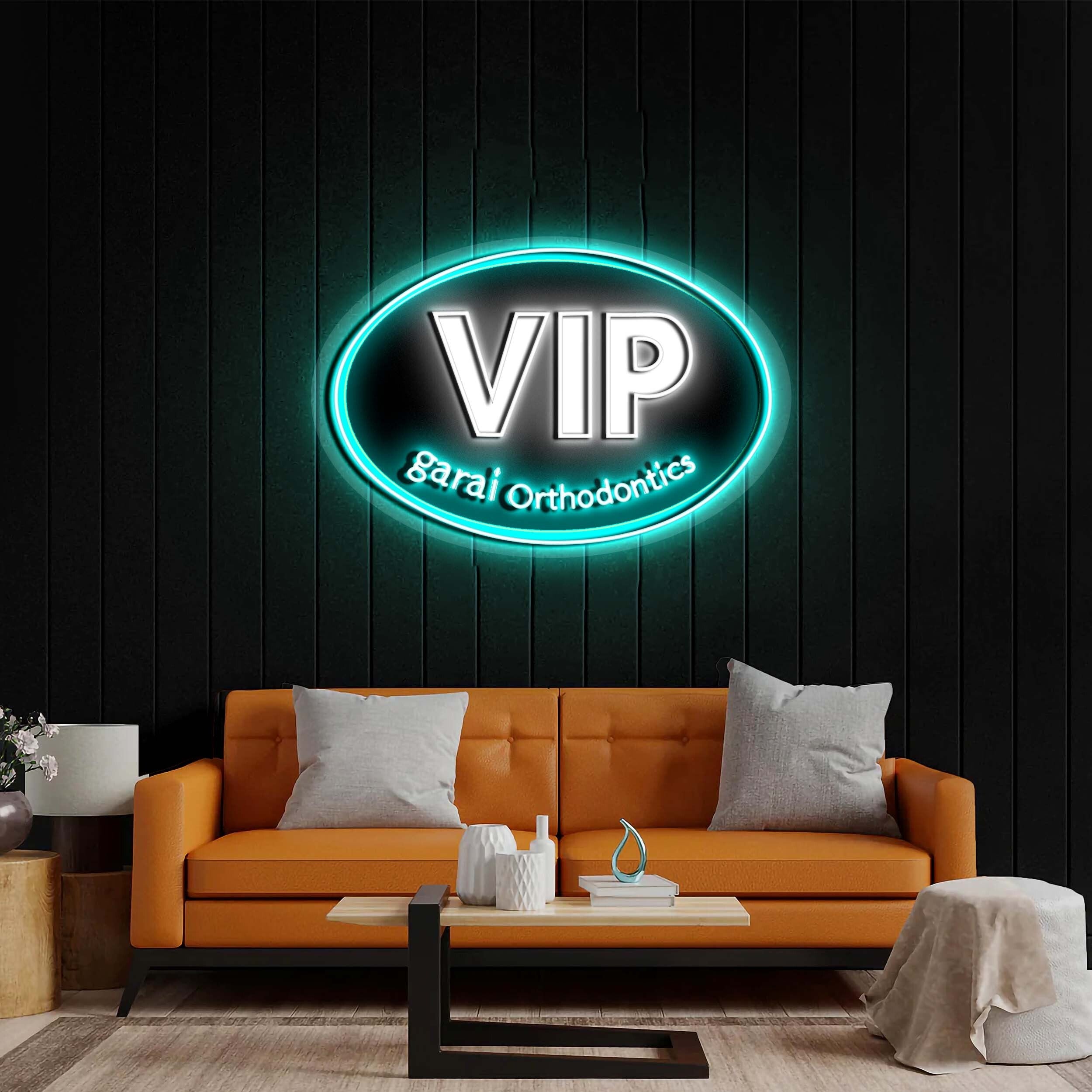 VIP (Black background, White VIP text) - Premium Neon Artwork