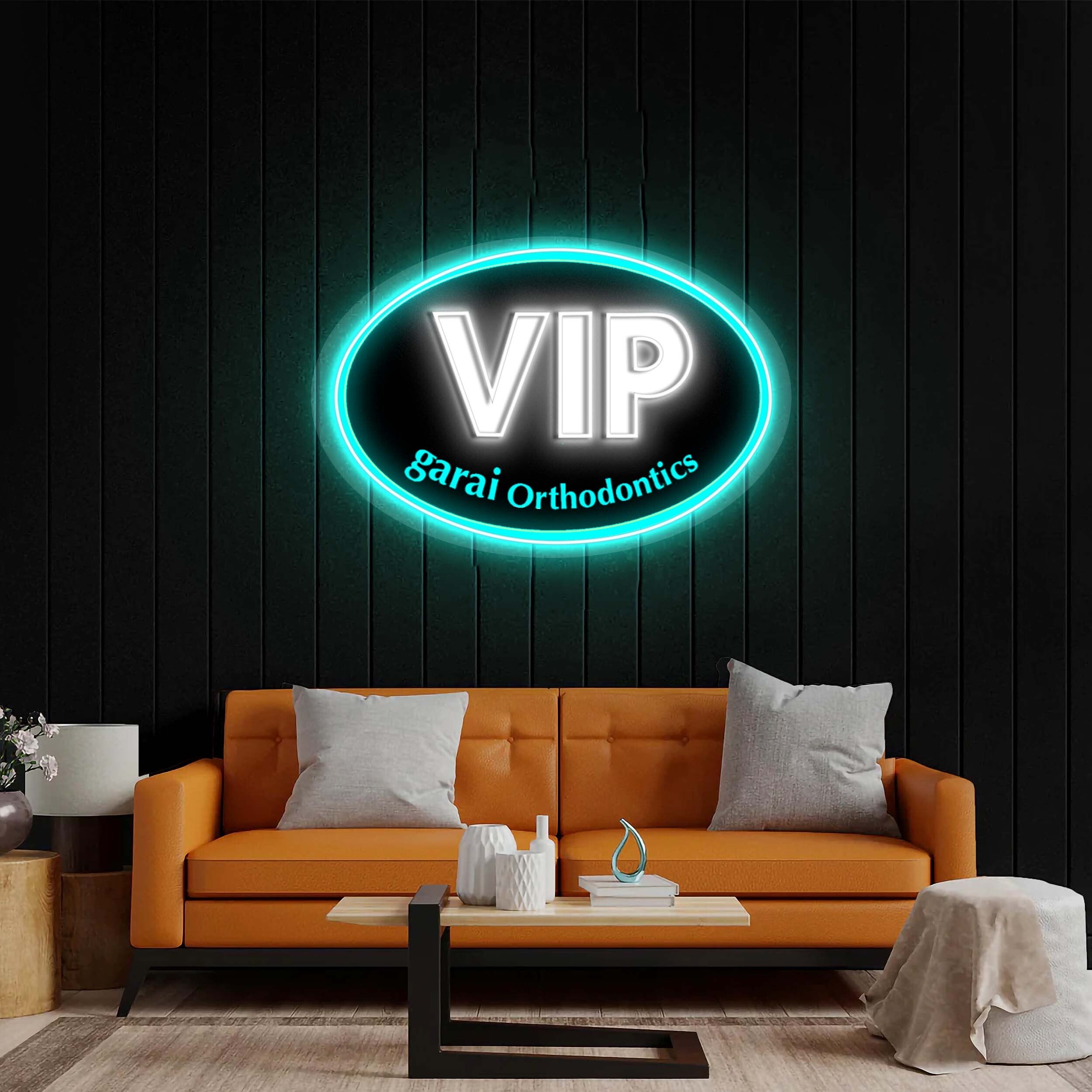 VIP (Black background, White VIP text) - Premium Neon Artwork