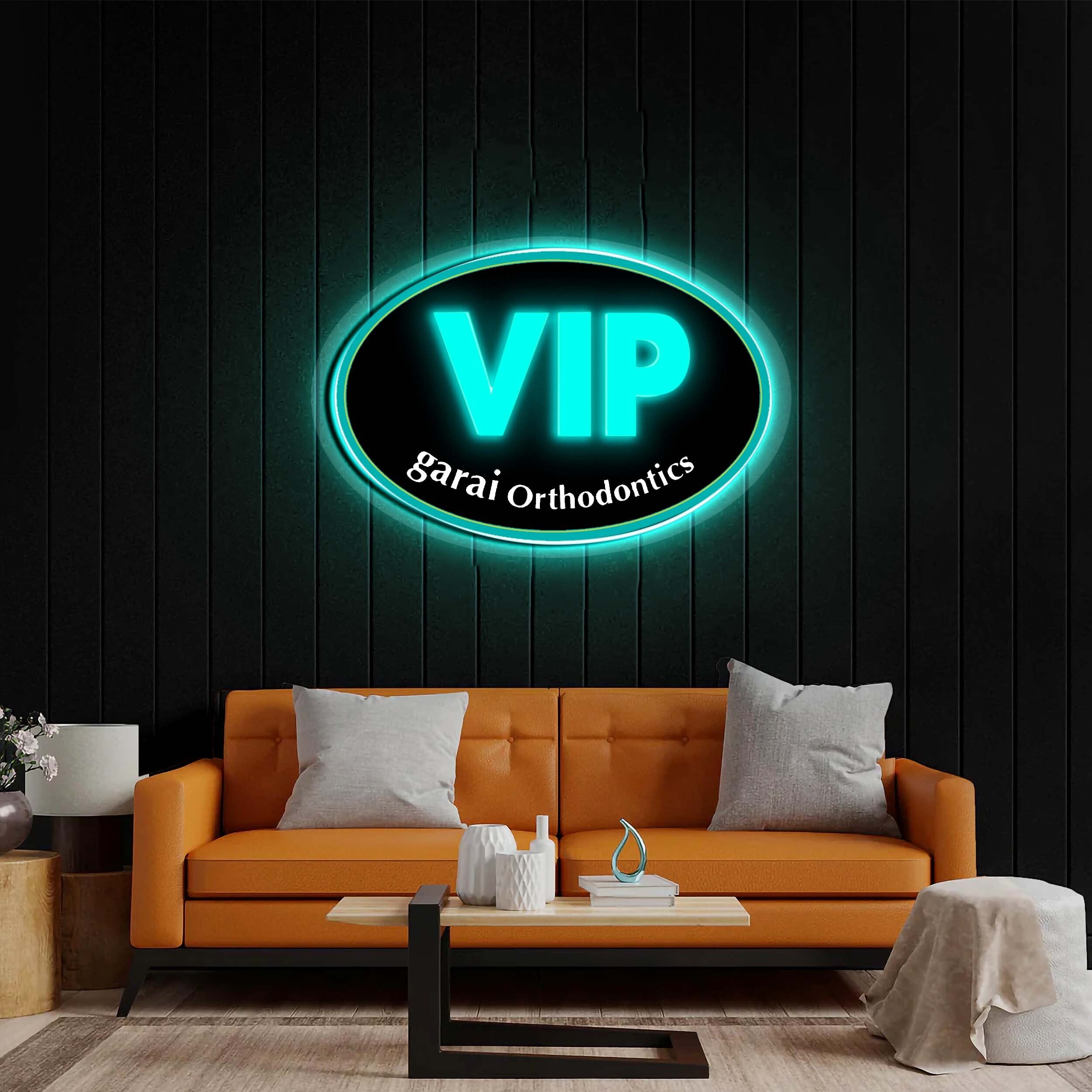 VIP (Black background, Icy Blue VIP text) - Premium Neon Artwork
