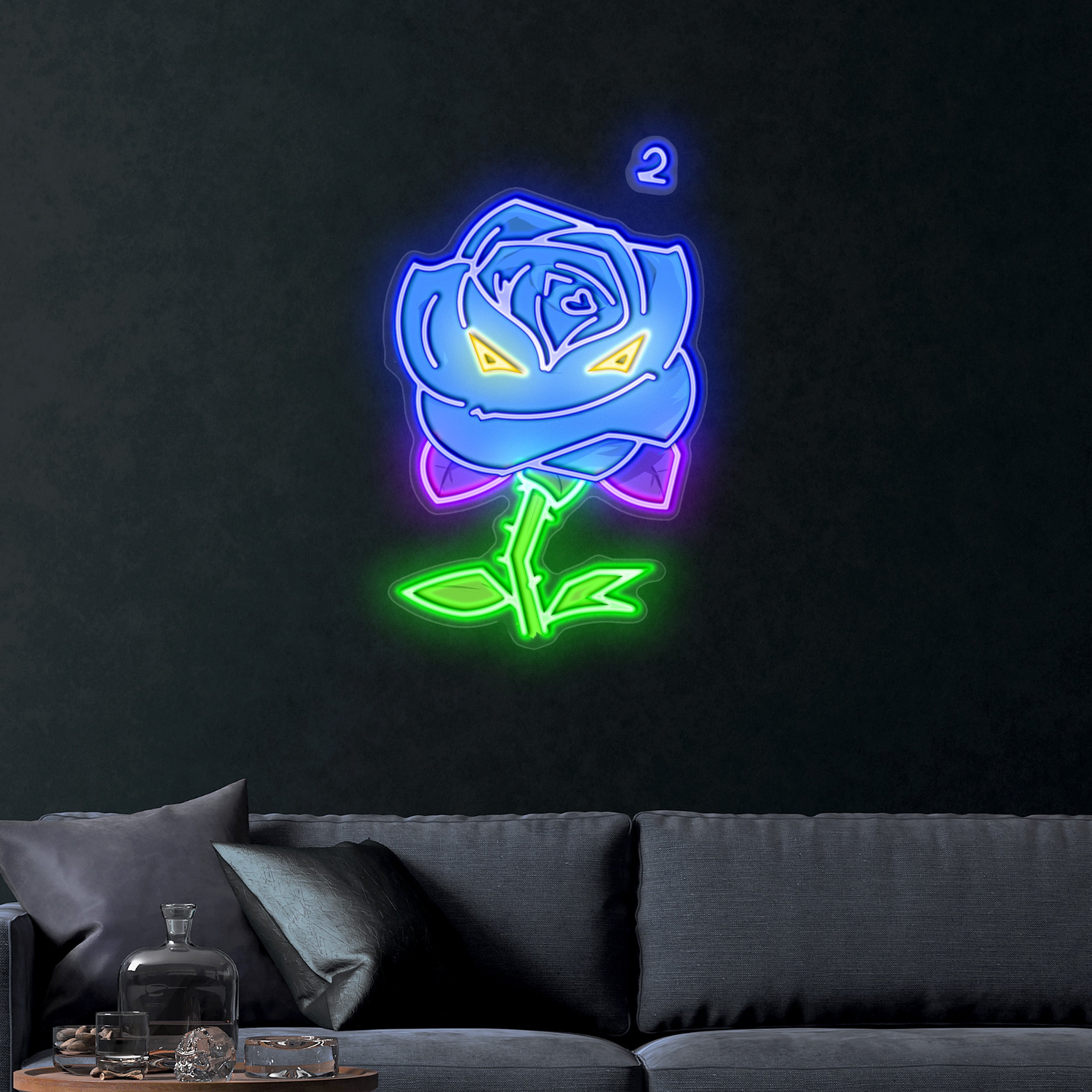 Blue Rose – Premium Neon Artwork