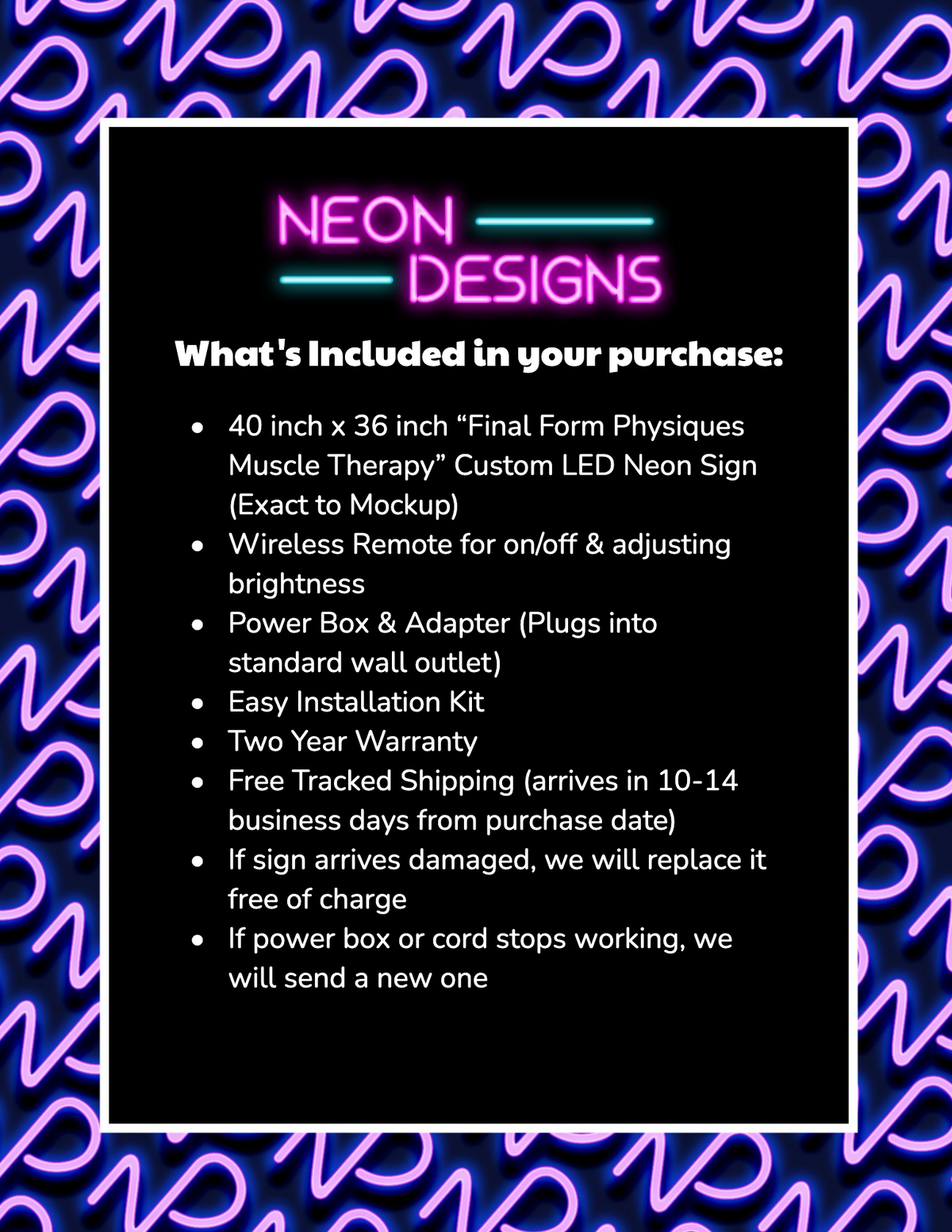 Final Form Physiques Muscle Therapy - Premium Neon Artwork