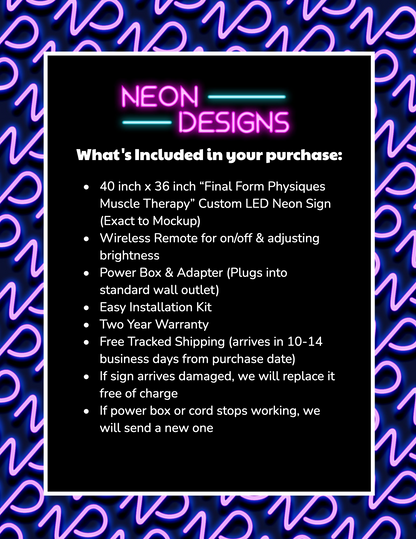 Final Form Physiques Muscle Therapy - Premium Neon Artwork