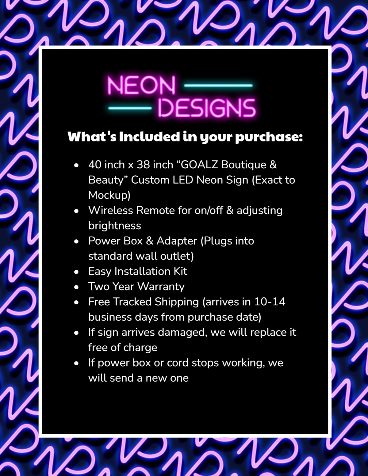 GOALZ Boutique & Beauty - Premium Neon Artwork