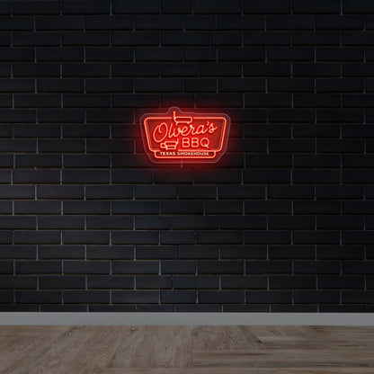 OLVERA'S BBQ TEXAS SMOKEHOUSE - Premium Neon Artwork