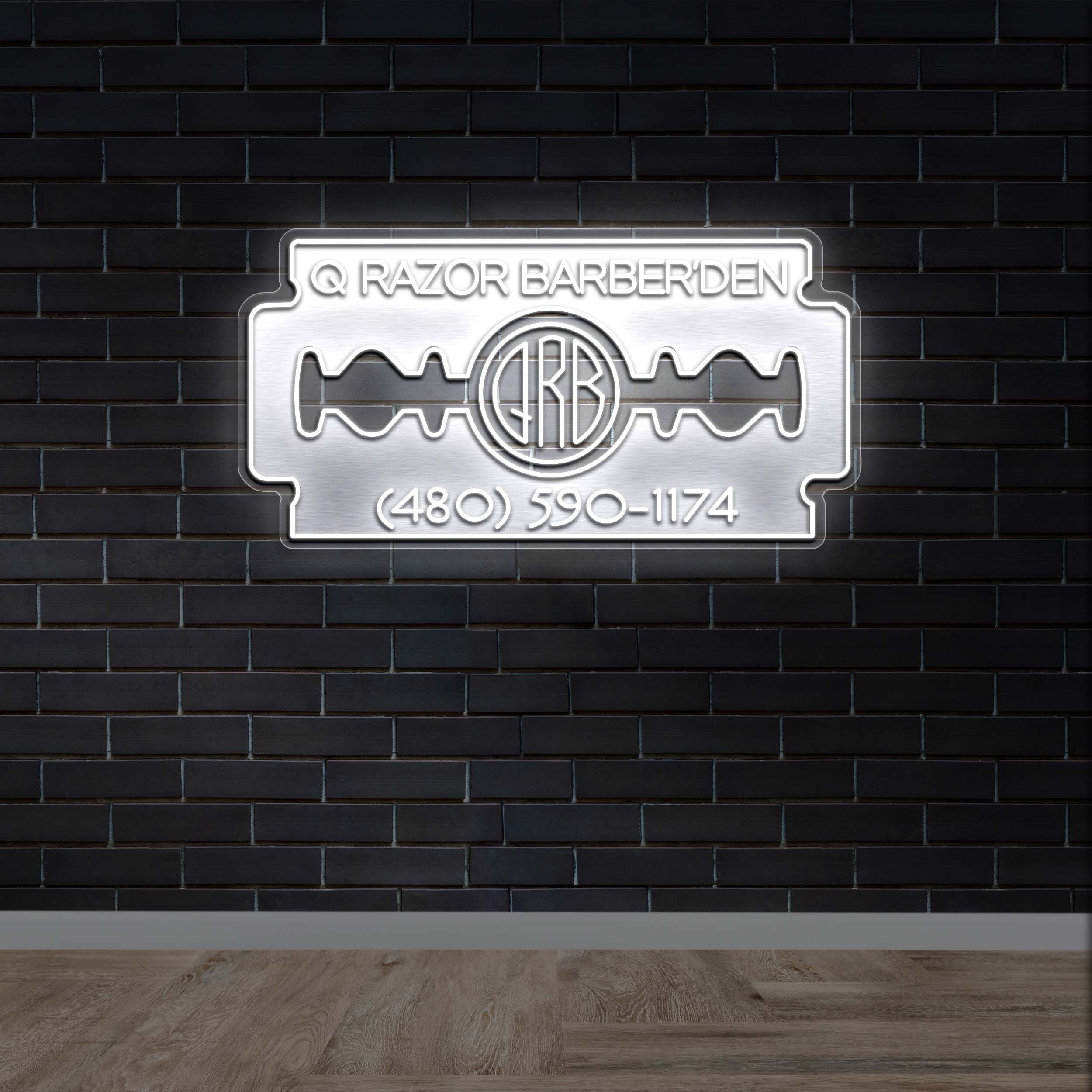 Q RAZOR BARBERDEN - Premium Neon Artwork