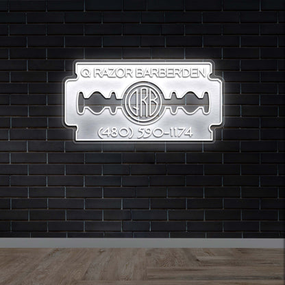 Q RAZOR BARBERDEN - Premium Neon Artwork