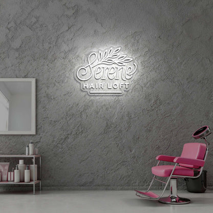 Serene Hair Loft – Premium Neon Artwork