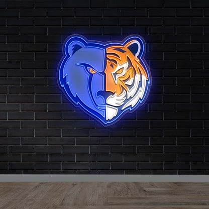 Memphis Grizzlies Tiger Split Face - Premium Neon Artwork