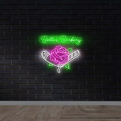 Bella's Barbery - Premium Neon Artwork