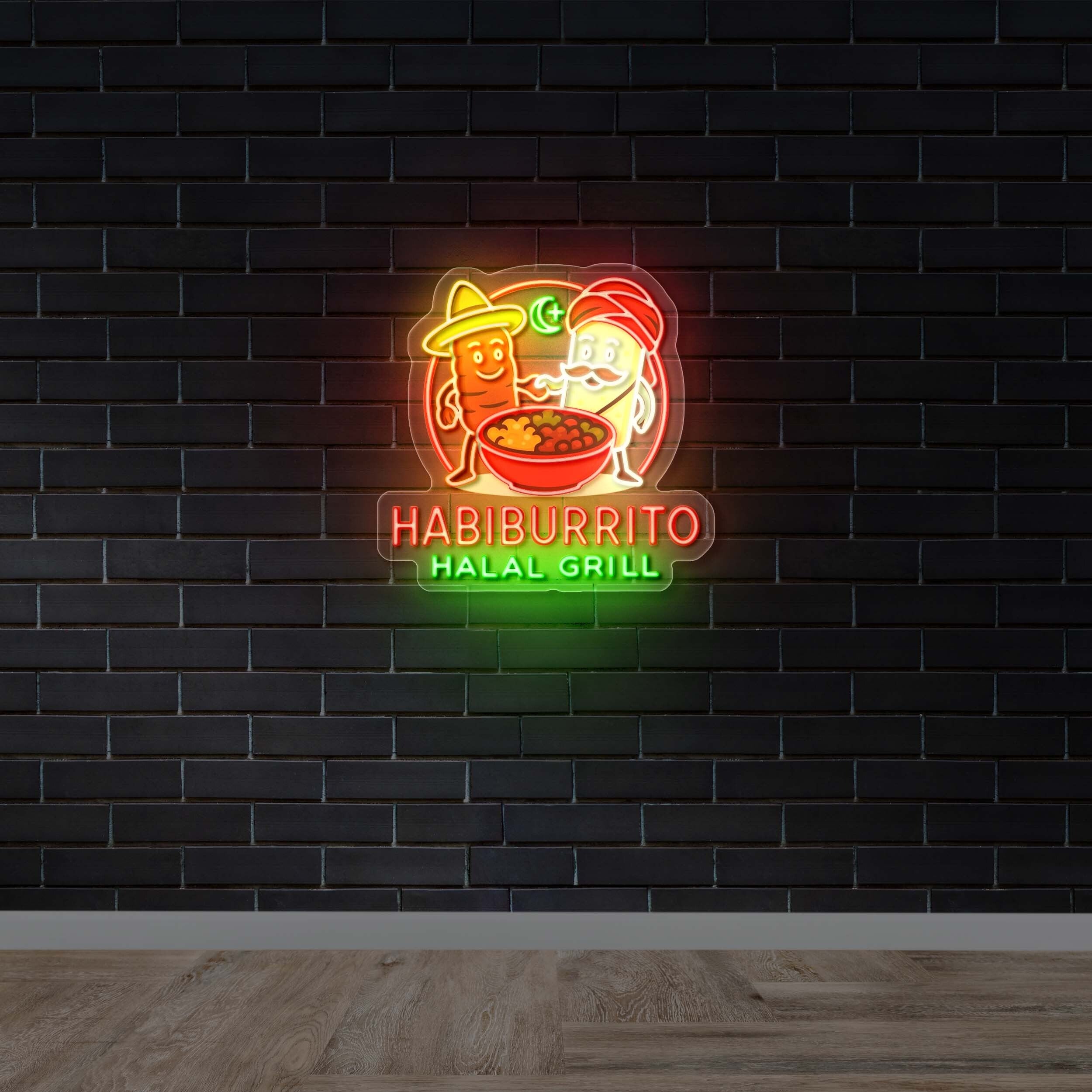 Habiburrito Halal Grill - Premium Neon Artwork
