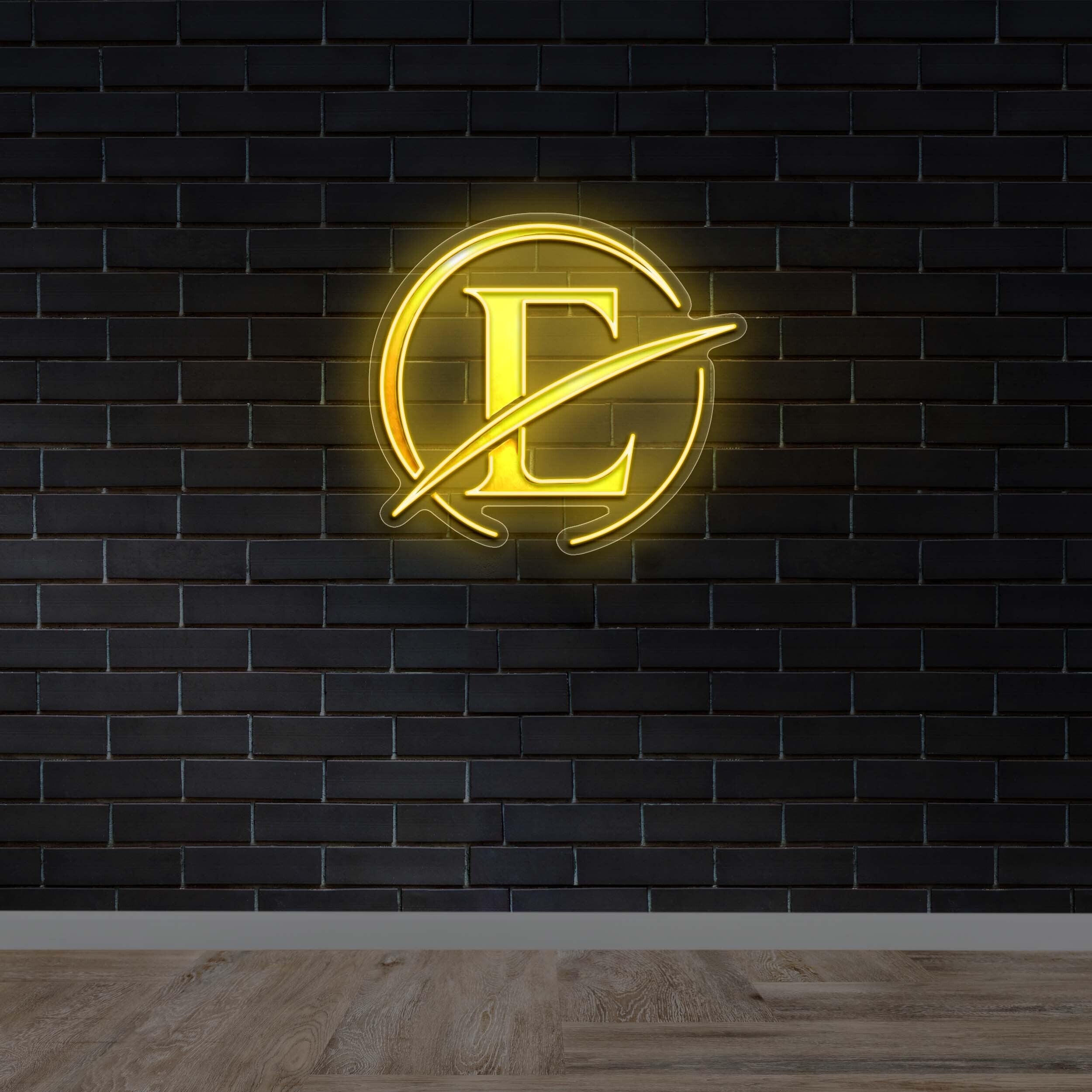 E Letter with Swoosh - Premium Neon Artwork