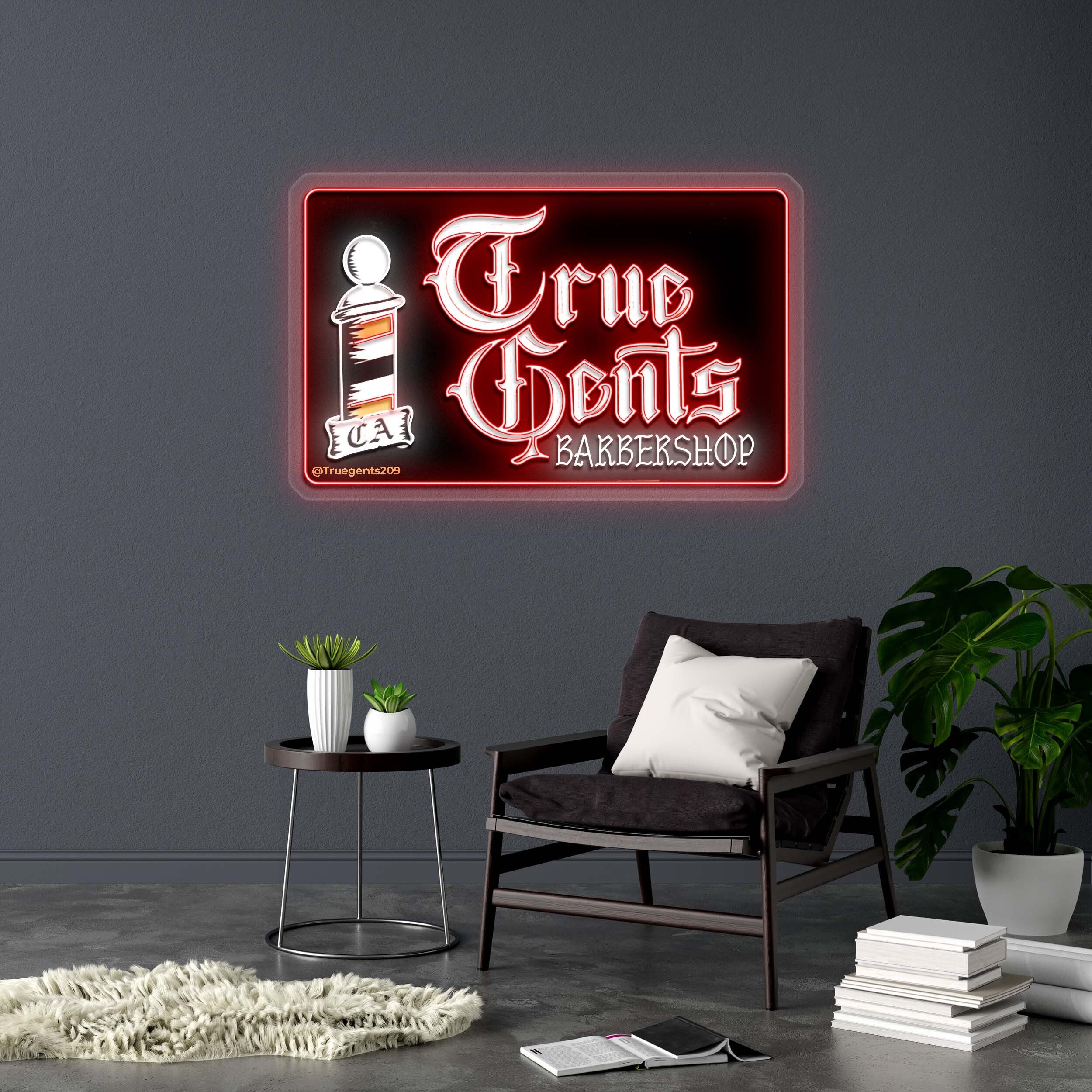 True Gents BARBERSHOP - Premium Neon Artwork