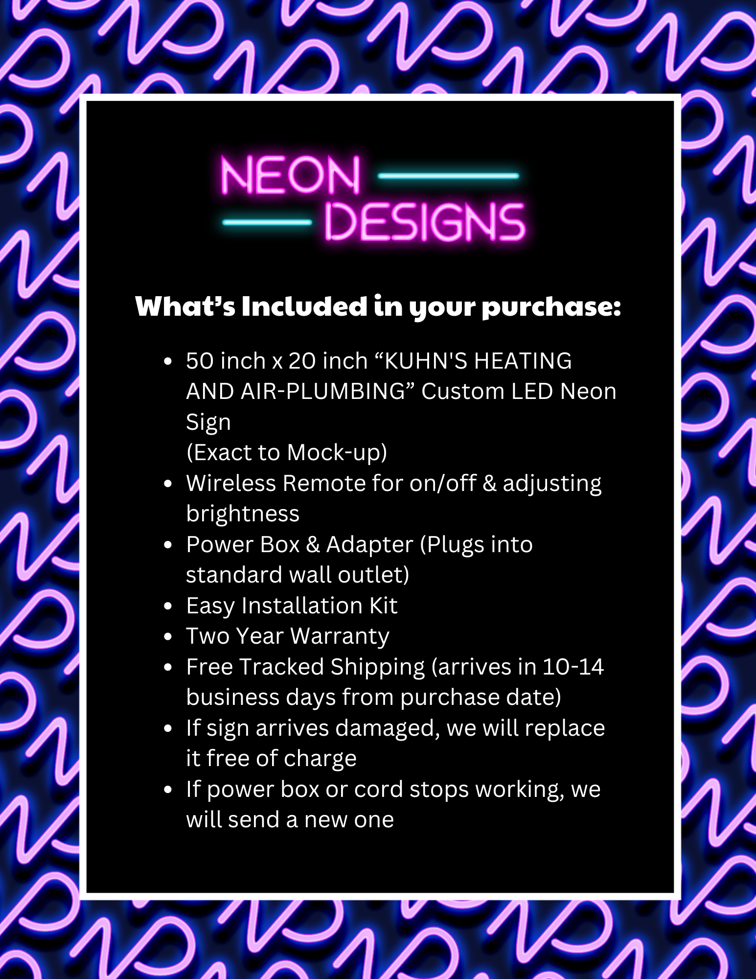 KUHN'S HEATING AND AIR-PLUMBING - Premium Neon Artwork