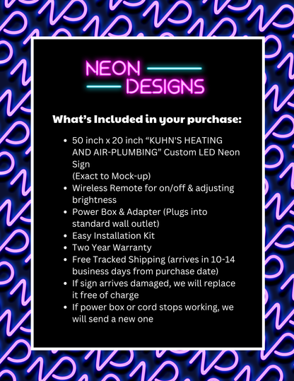 KUHN'S HEATING AND AIR-PLUMBING - Premium Neon Artwork