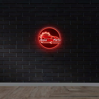 Aqsa Auto Parts - Premium Neon Artwork