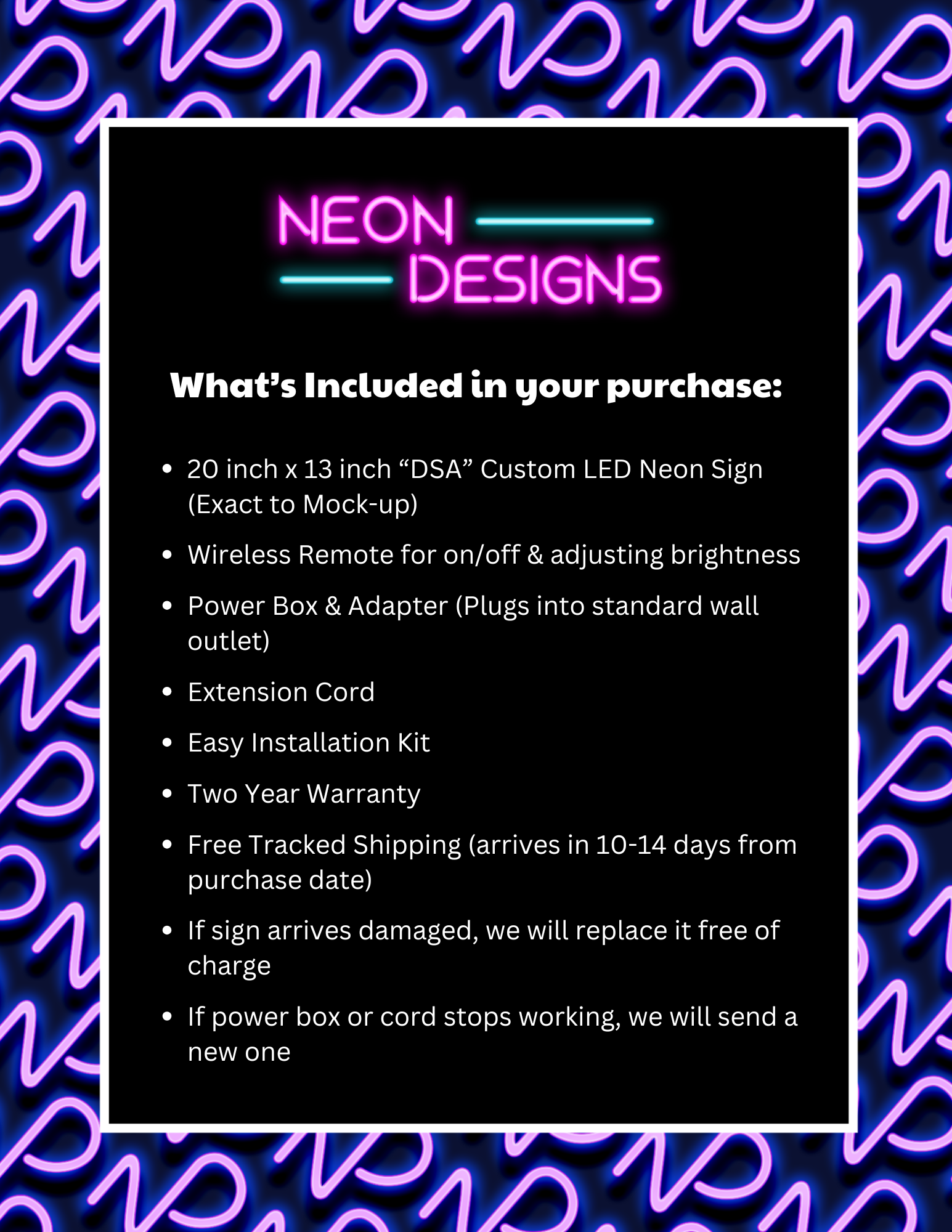 DSA - Premium Neon Artwork