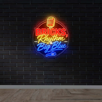 Bricks, Rhythm & Big Blue - Premium Neon Artwork