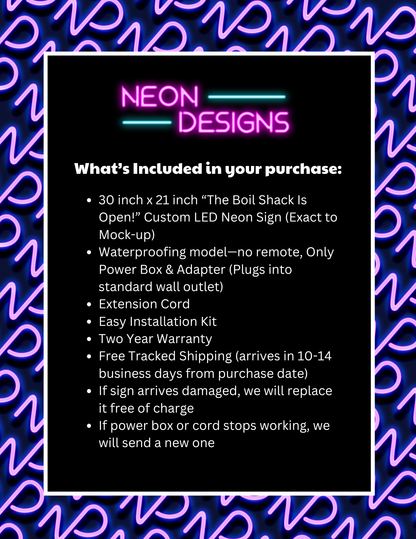 The Boil Shack Is Open! - Premium Neon Artwork