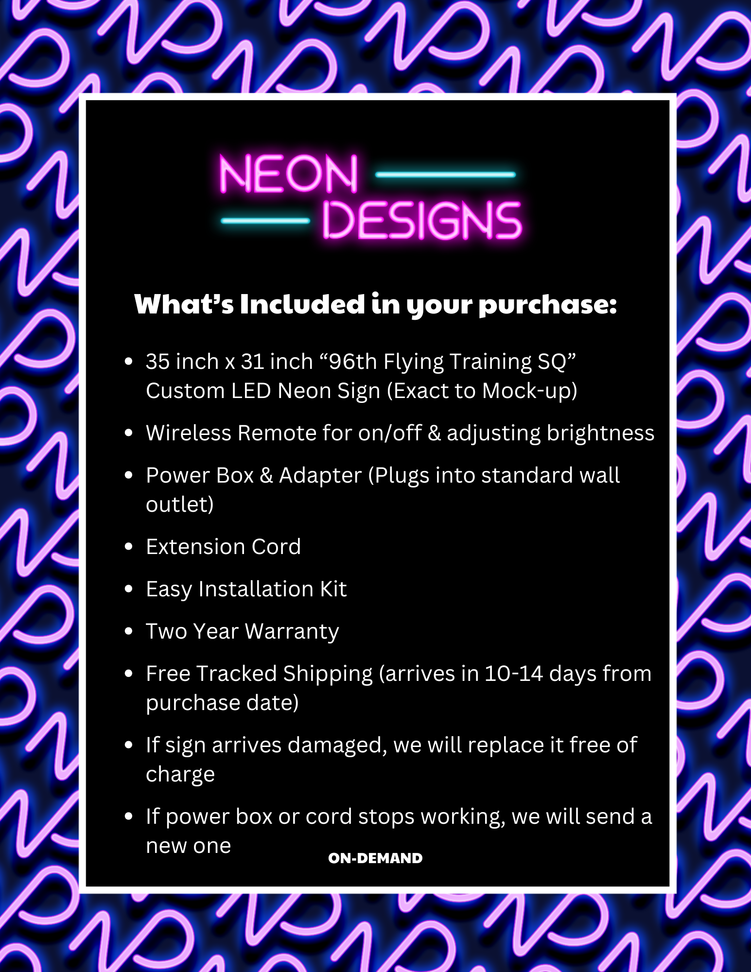 96th Flying Training SQ - Premium Neon Artwork