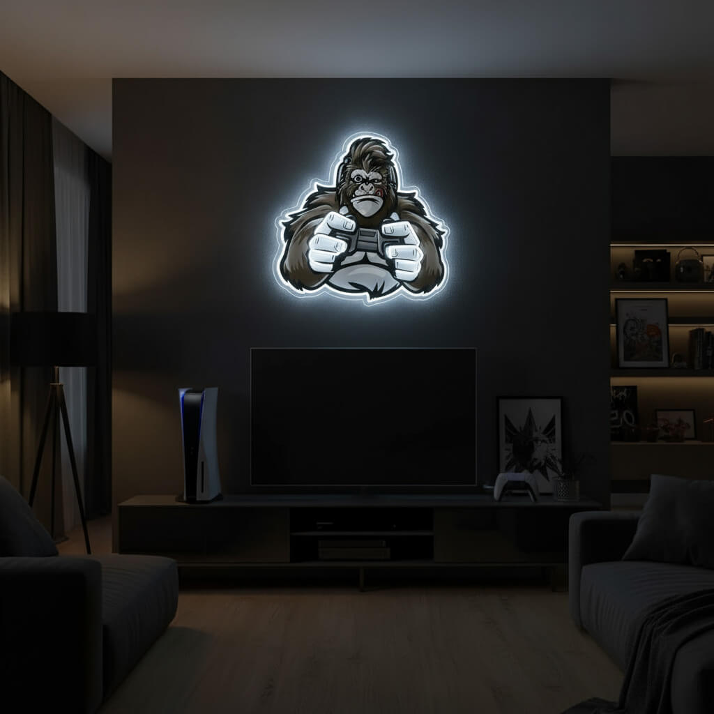 Gorilla Gamer Controller - UV Print Gaming LED Neon Sign