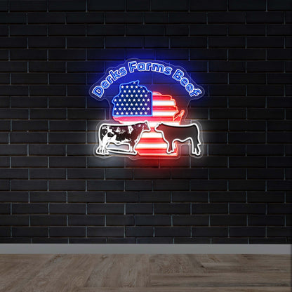 Derks Farms Beef - Premium Neon Artwork