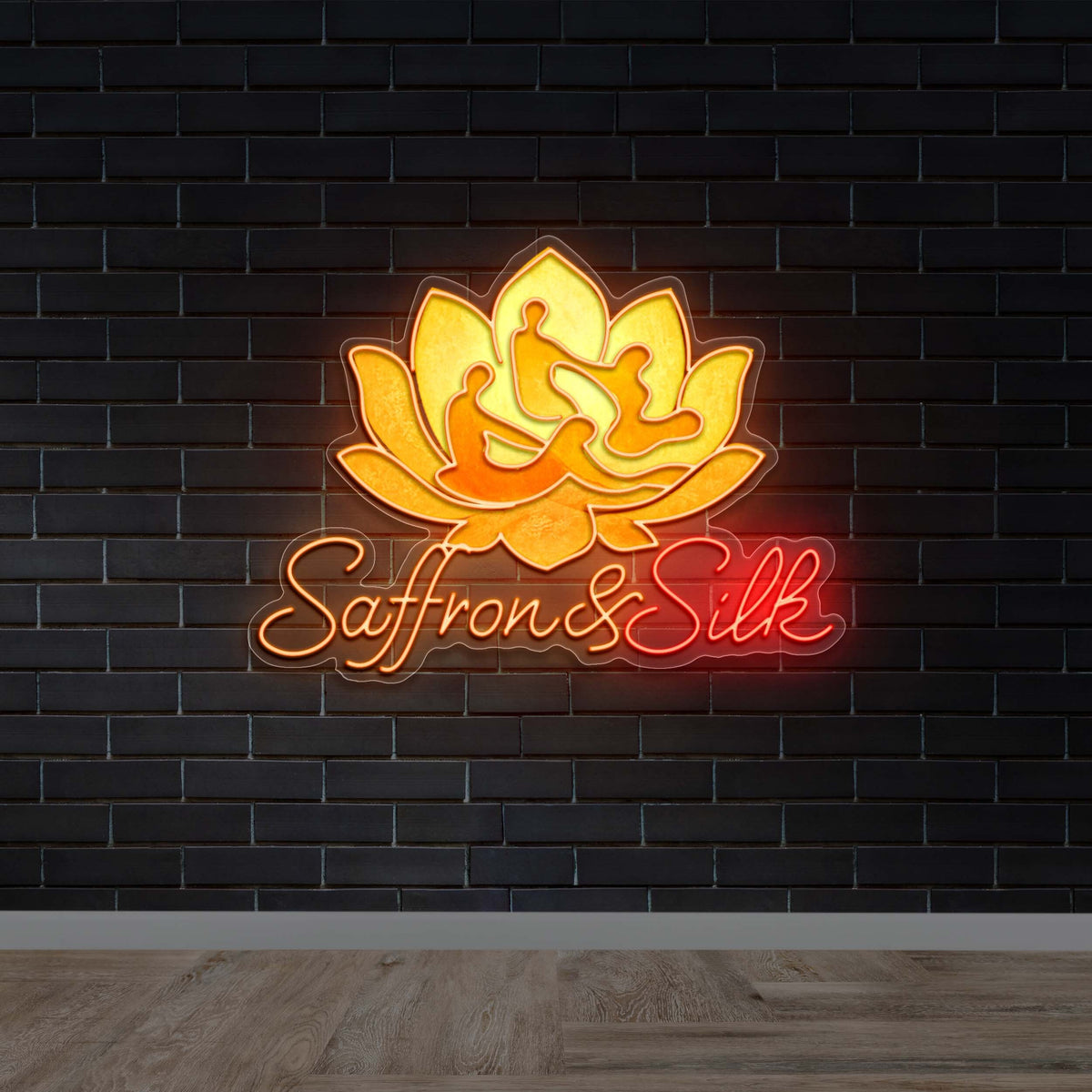 Saffron & Silk Massage Lotus - Premium Neon Artwork