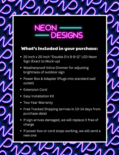 Double D's B-B-Q - Premium Neon Artwork