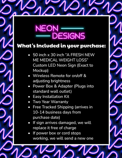 A FRESH NEW ME MEDICAL WEIGHT LOSS - Premium Neon Artwork