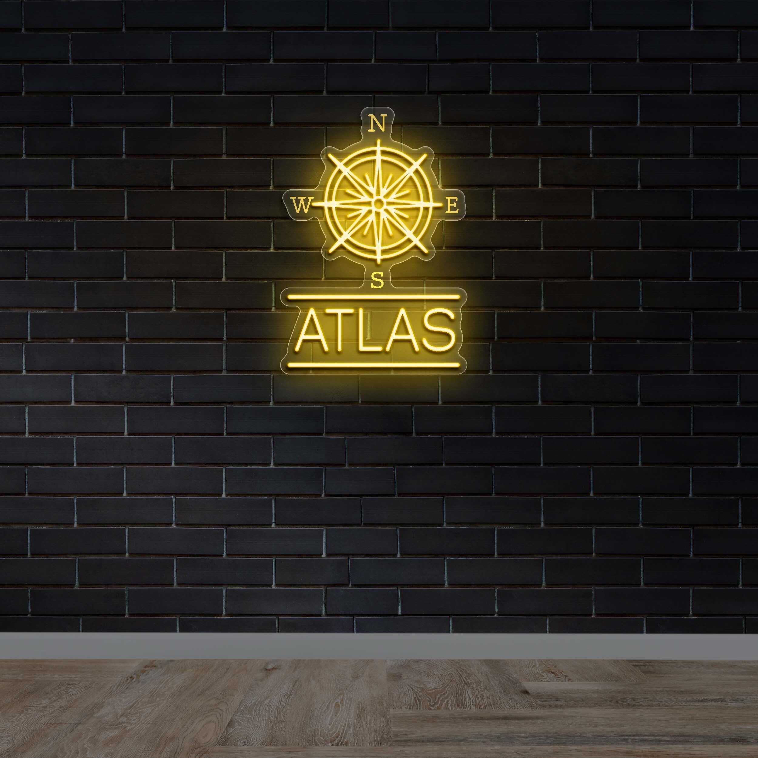 Atlas Compass Rose - Premium Neon Artwork