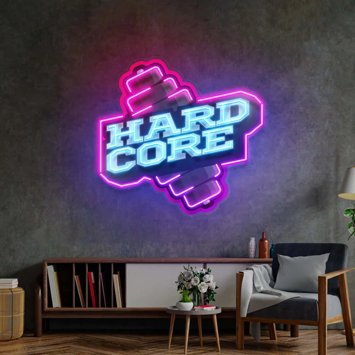 Hardcore Dumbbell - Premium Neon Artwork