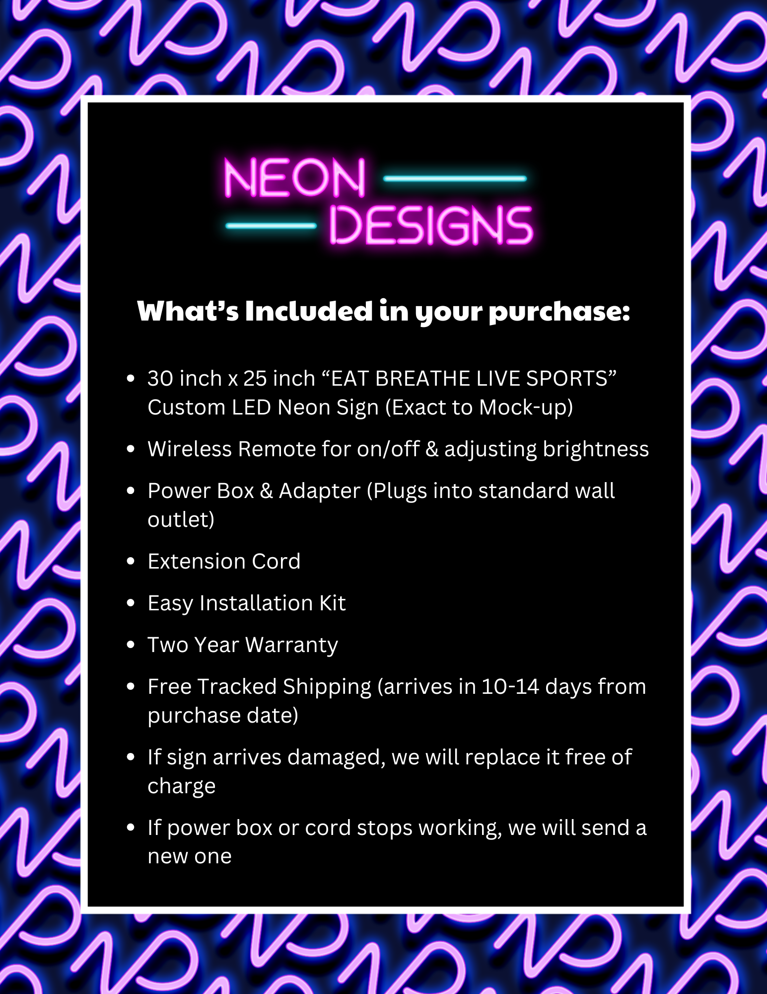 EAT BREATHE LIVE SPORTS - Premium Neon Artwork