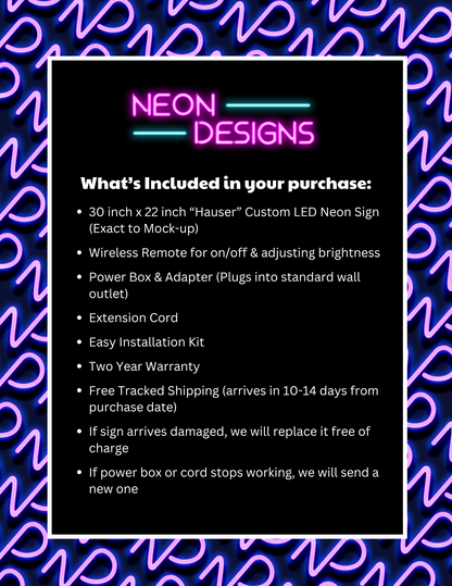 Hauser - Premium Neon Artwork