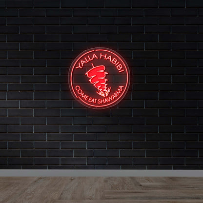 Yalla Habibi Come Eat Shawarma - Premium Neon Artwork