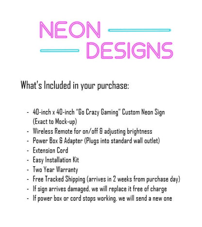 Go Crazy Gaming - Premium Neon Artwork
