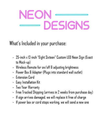 Eight Sixteen - Premium Neon Artwork