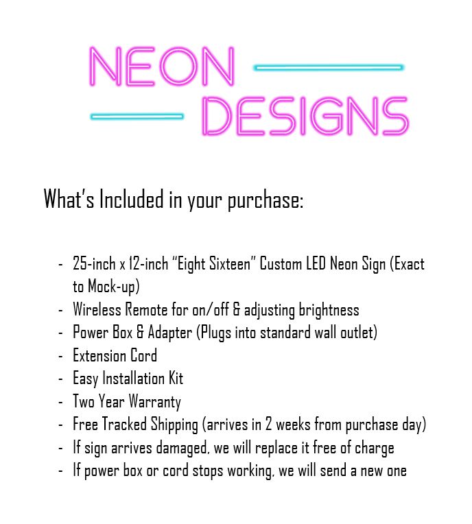 Eight Sixteen - Premium Neon Artwork
