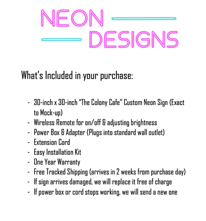 The Colony Cafe - Premium Neon Artwork