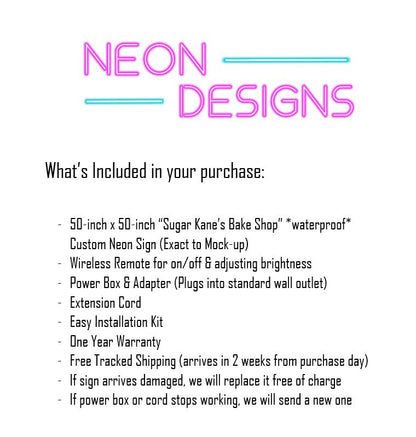 Sugar Kane's Bake Shop - Premium Neon Artwork