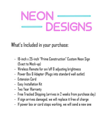 Prime Construction - Premium Neon Artwork