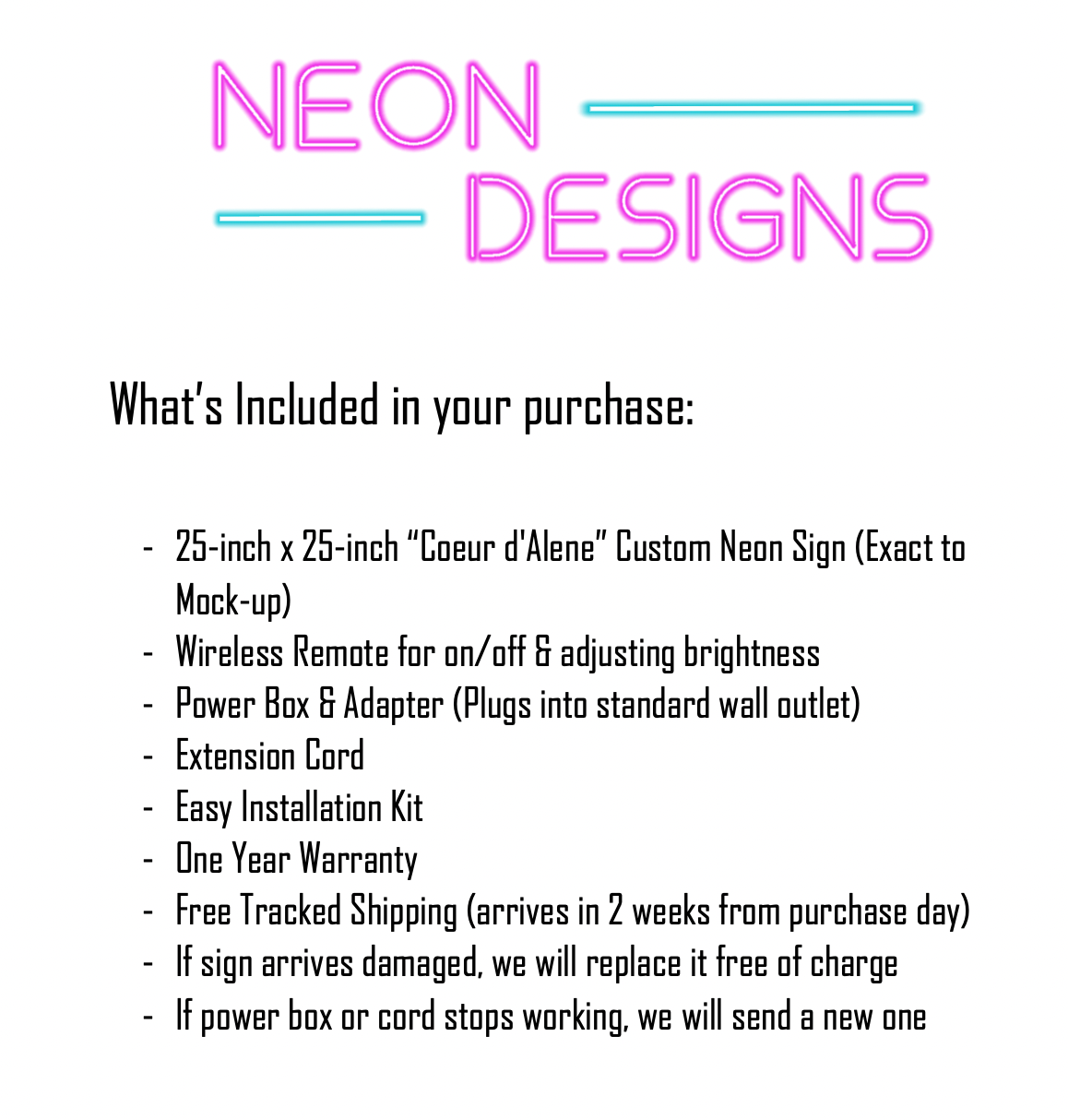 Coeur d'Alene - Premium Neon Artwork