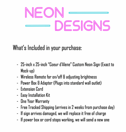 Coeur d'Alene - Premium Neon Artwork