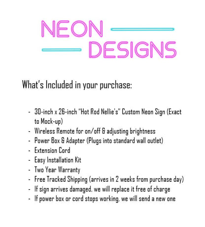 Hot Rod Nellie's - Premium Neon Artwork