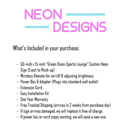 Green Room Sports Lounge - Premium Neon Artwork