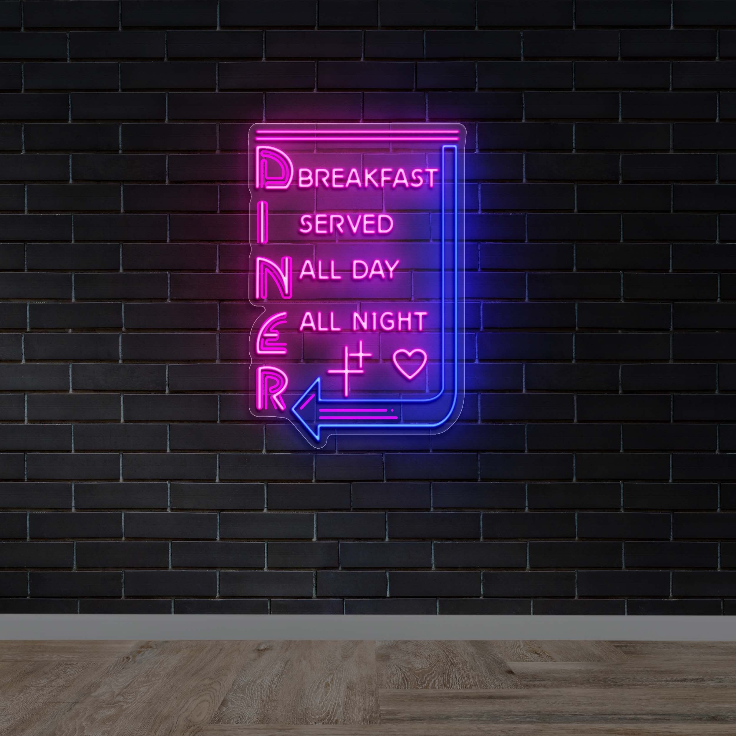 Diner Breakfast Served All Day All Night - Premium Neon Artwork