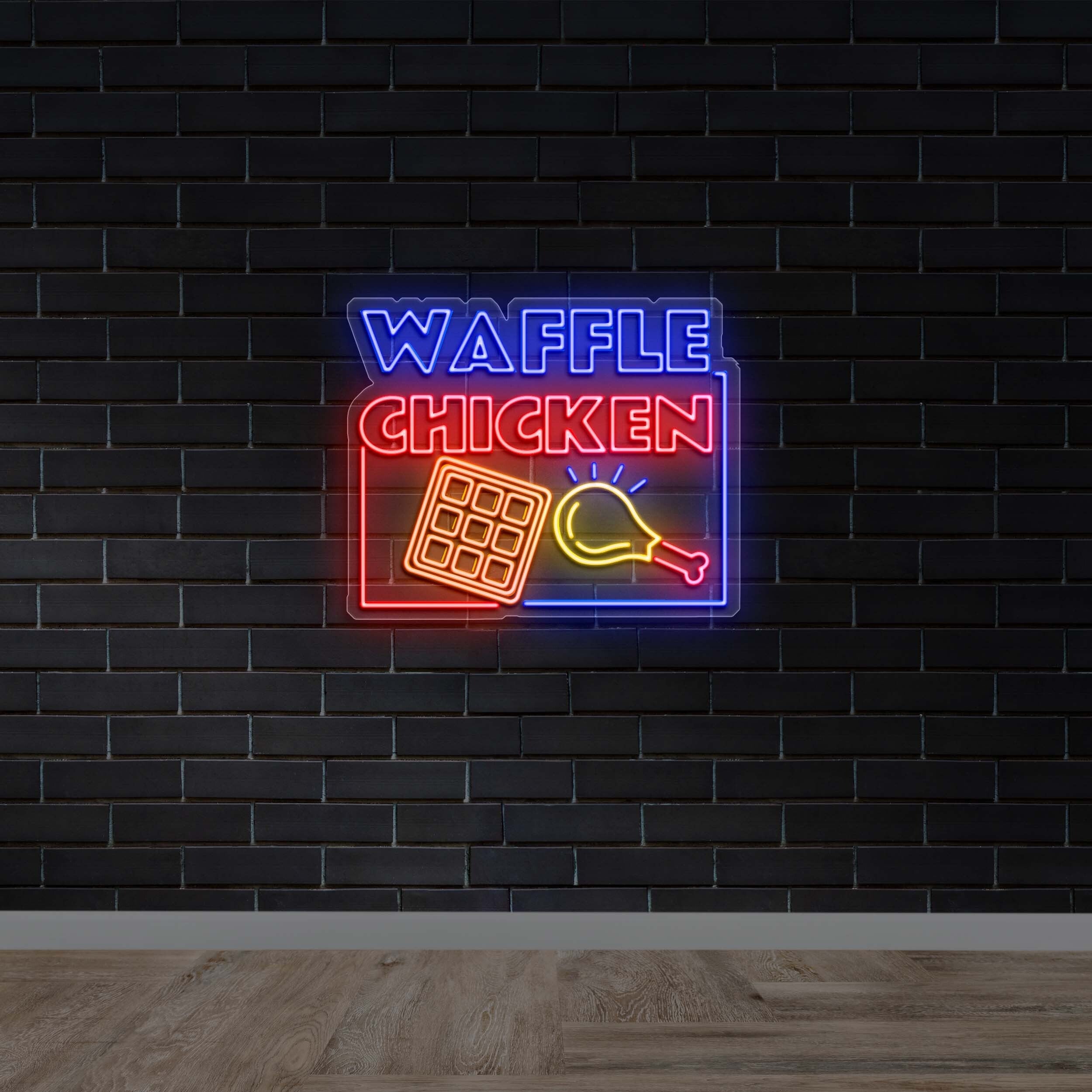WAFFLE CHICKEN - Premium Neon Artwork