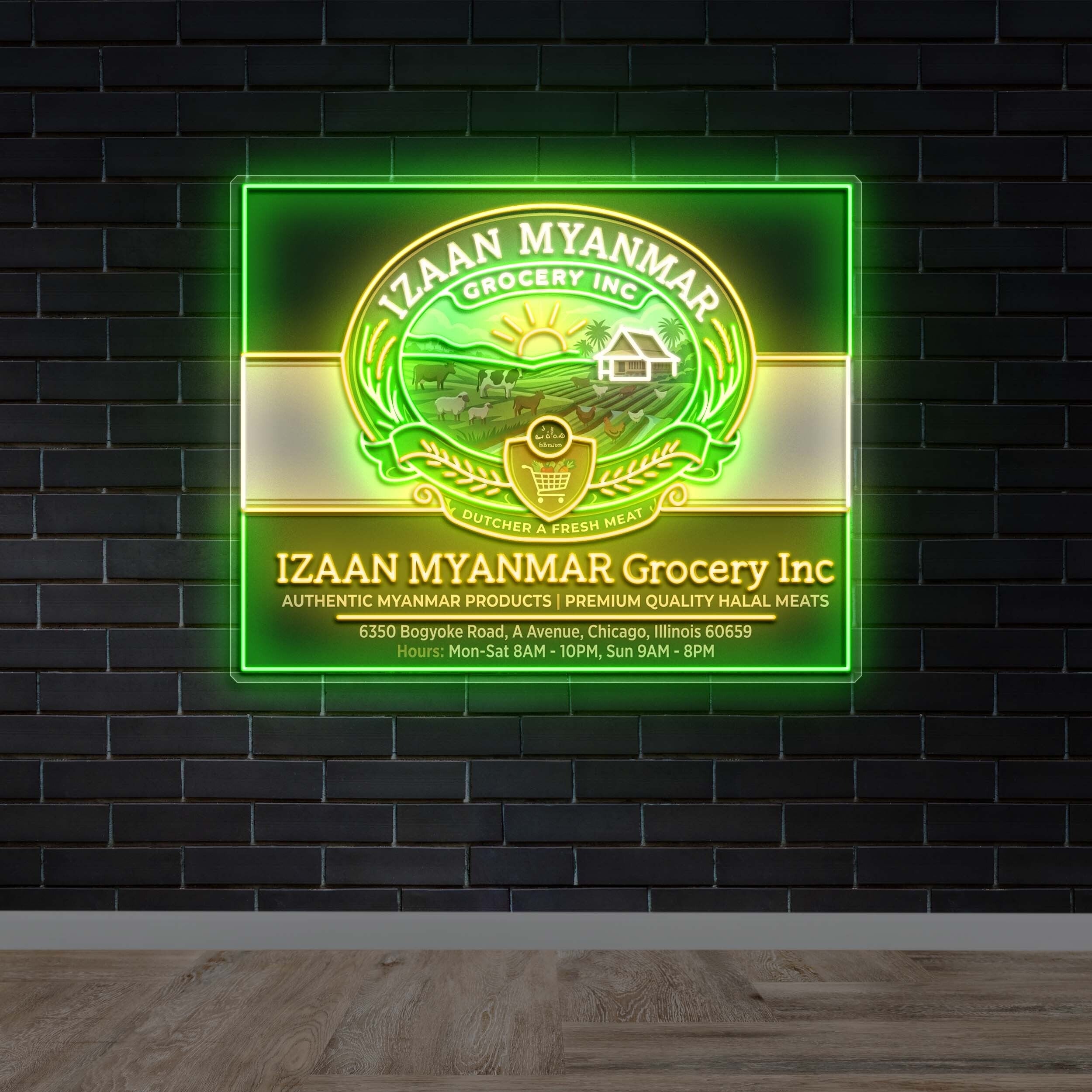 IZAAN MYANMAR GROCERY INC - Premium Neon Artwork
