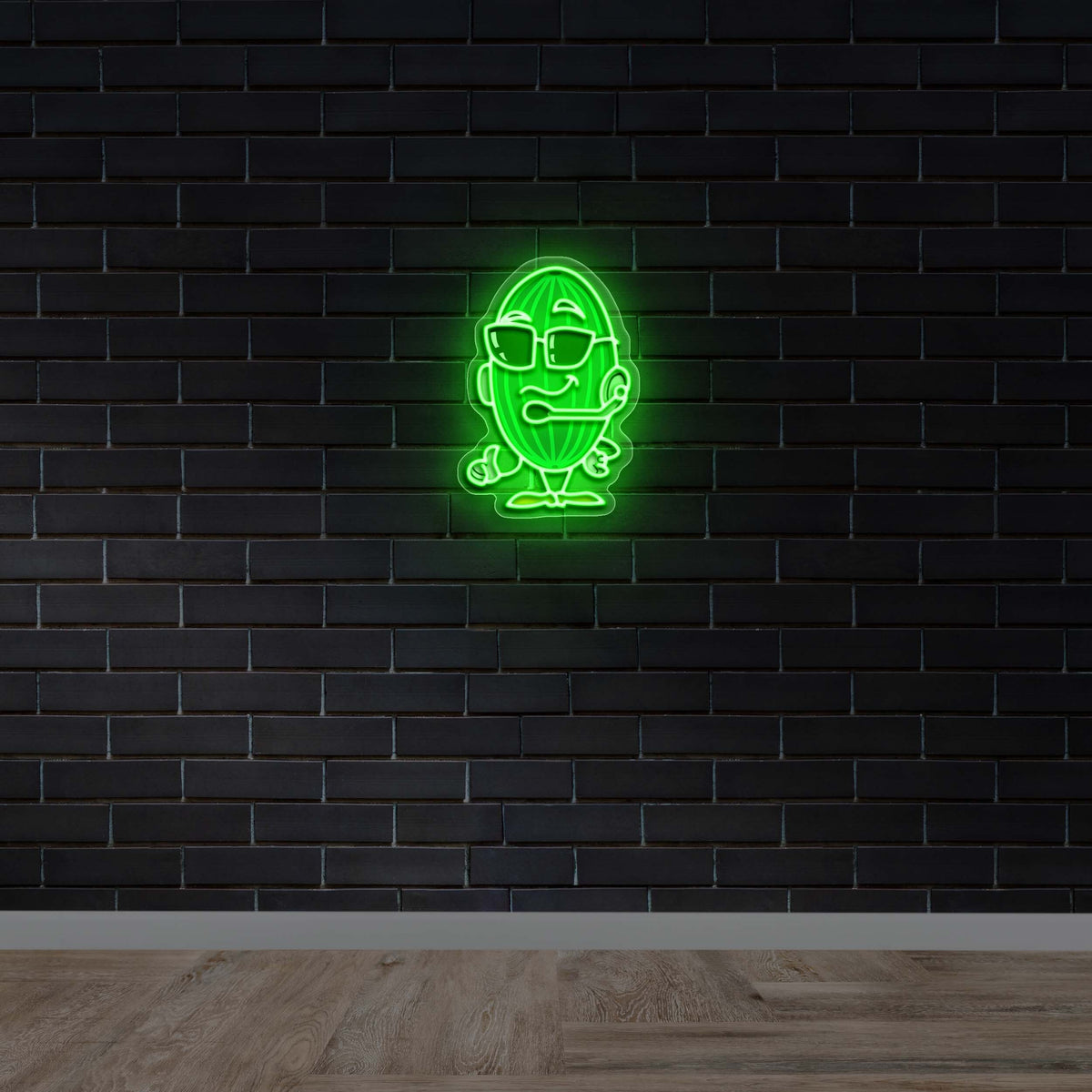 Pickle with Headset and Glasses - Premium Neon Artwork