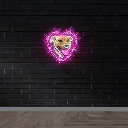 Barbed Wire Heart Dog - Premium Neon Artwork