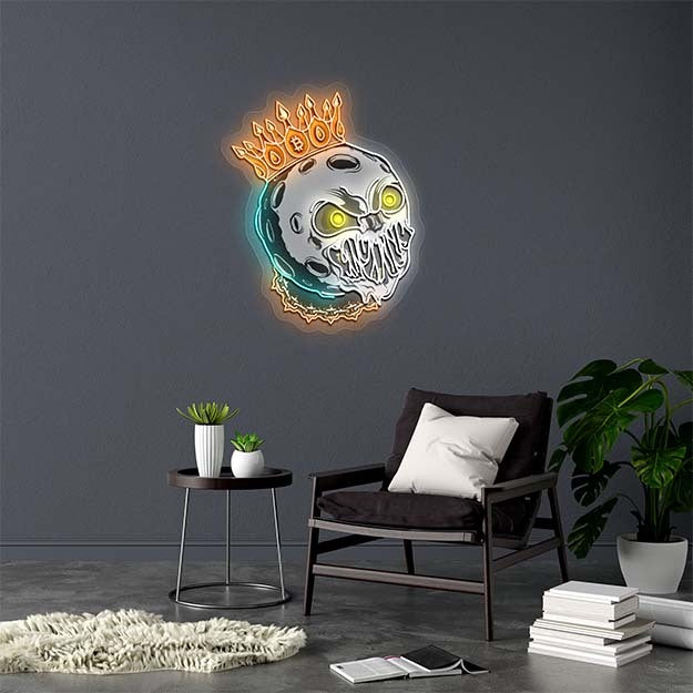 Crypto King Moon - Premium Neon Artwork