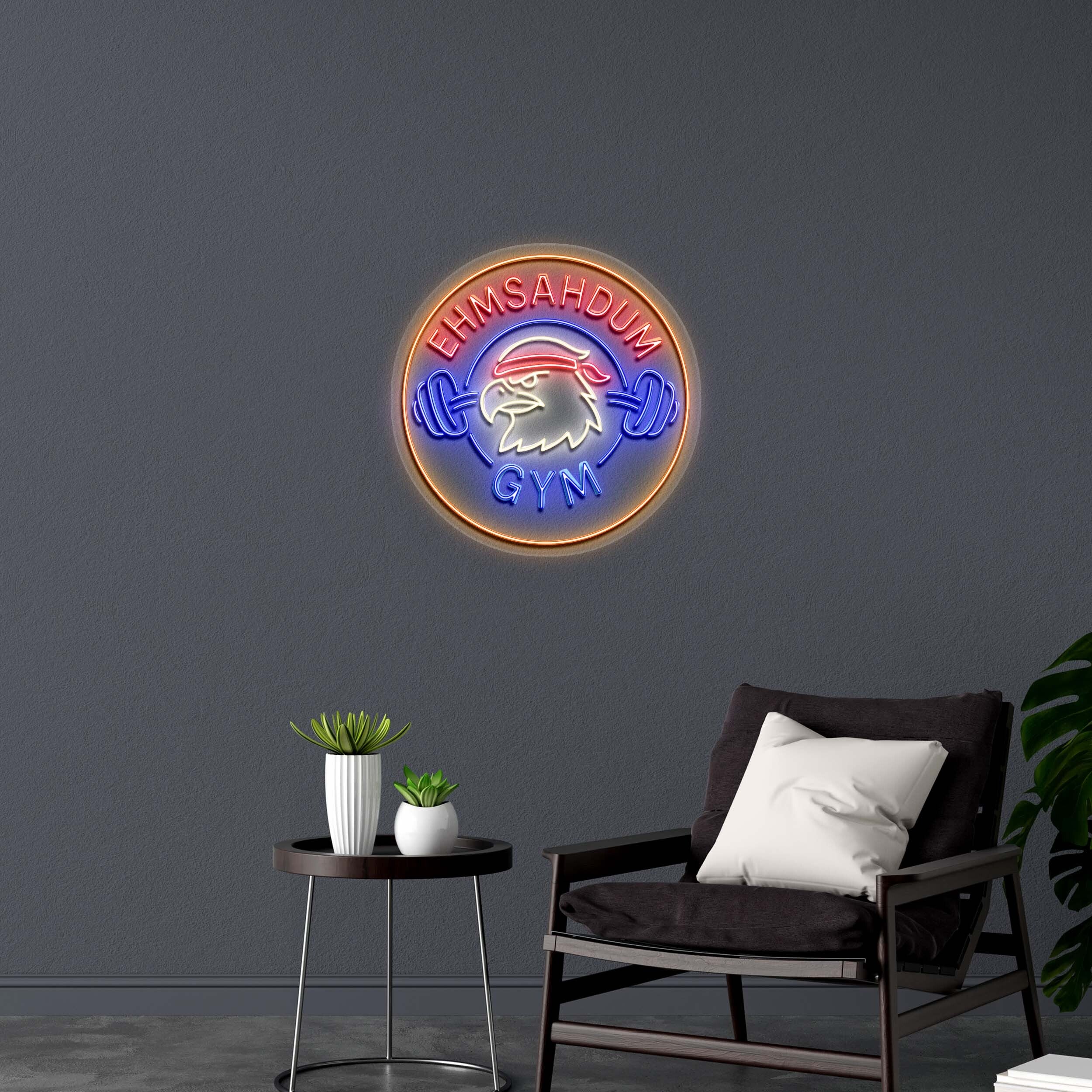 EHMSAHDUM GYM (eagle, smaller version) - Premium Neon Artwork